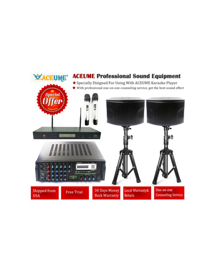 Karaoke sound Equipment Professional Amplifier*1 PC+ Karaoke Microphone Digital Induction*1 Set +Speakers