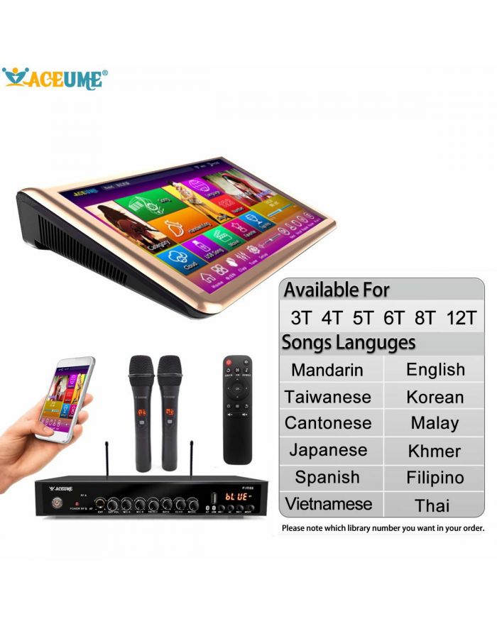 DSKM Series UNIVERSAL 5TB HDD 100K Chinese English Songs 19" Desktop  Touch screen karaoke player Microphone Port EHCO Mixing Free Microphone Include
