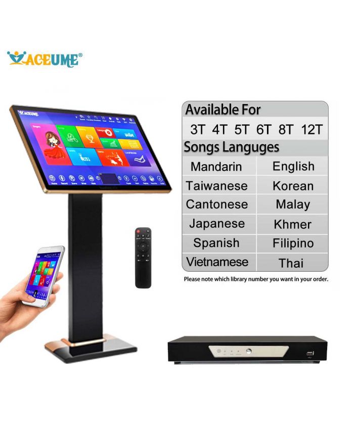 TSRV Series UNIVERSAL 19"Touch Screen Karaoke Player  Mandarin Taiwanese Cantonese English Burmese/Myanmar Japanese Vietnamese Korean Khmer Thai Filipino Spanish Malay Songs
