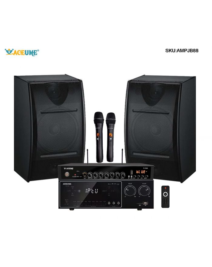 AMPJB88 DSP Mixing mixer amplifier UHF wireless microphone 10" loud speakers pair