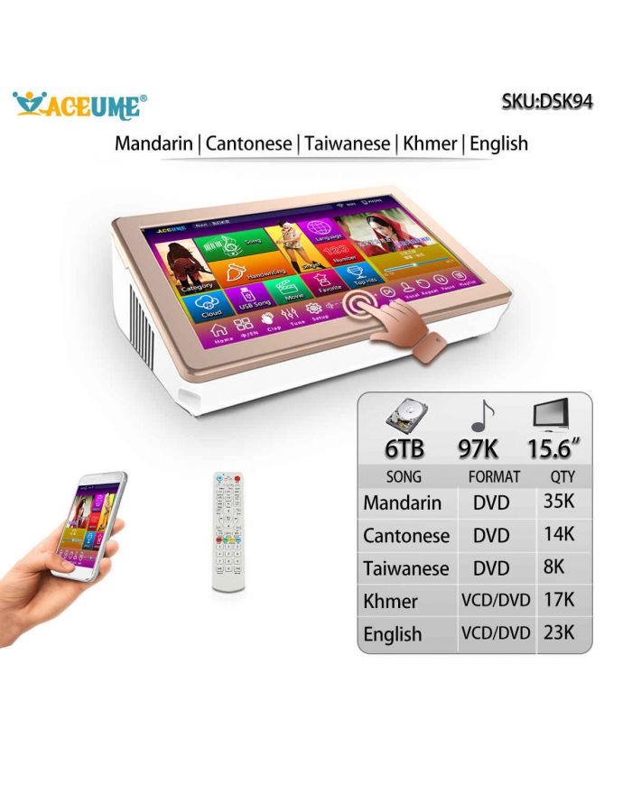 DSK15.6_94-6TB HDD 97k chinese dvd english dvd khmer cambodian vcd dvd songs cloud download remote controller