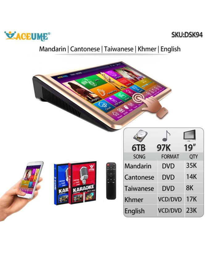 DSK94-6TB HDD 97k chinese dvd english dvd khmer cambodian vcd dvd songs cloud download remote controller