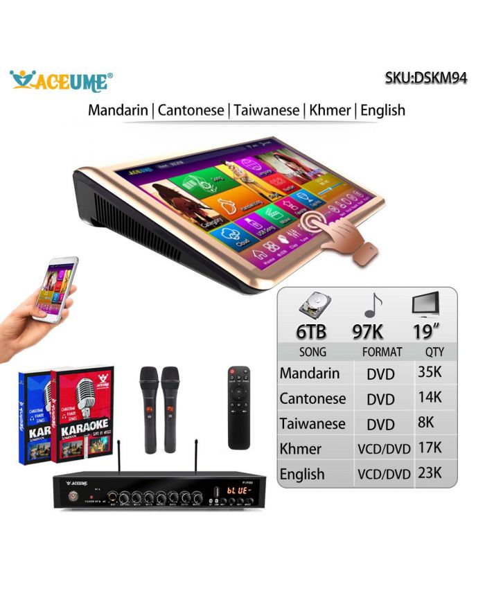 DSKM94-6TB HDD 97k chinese dvd english dvd khmer cambodian vcd dvd songs cloud download remote controller