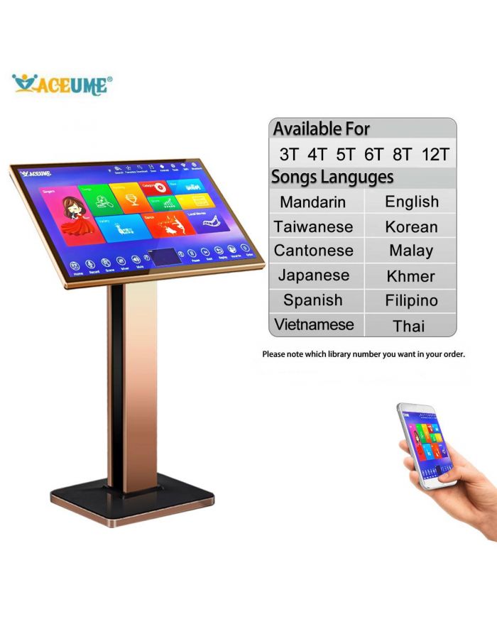 TSRPLUS Series UNIVERSAL 22"Touch Screen Karaoke Player  Mandarin Taiwanese Cantonese English Burmese/Myanmar Japanese Vietnamese Korean Khmer Thai Filipino Spanish Malay Songs