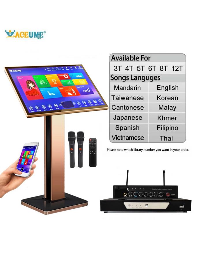 TSRV Series UNIVERSAL 22"Touch Screen Karaoke Player  Mandarin Taiwanese Cantonese English Burmese/Myanmar Japanese Vietnamese Korean Khmer Thai Filipino Spanish Malay Songs