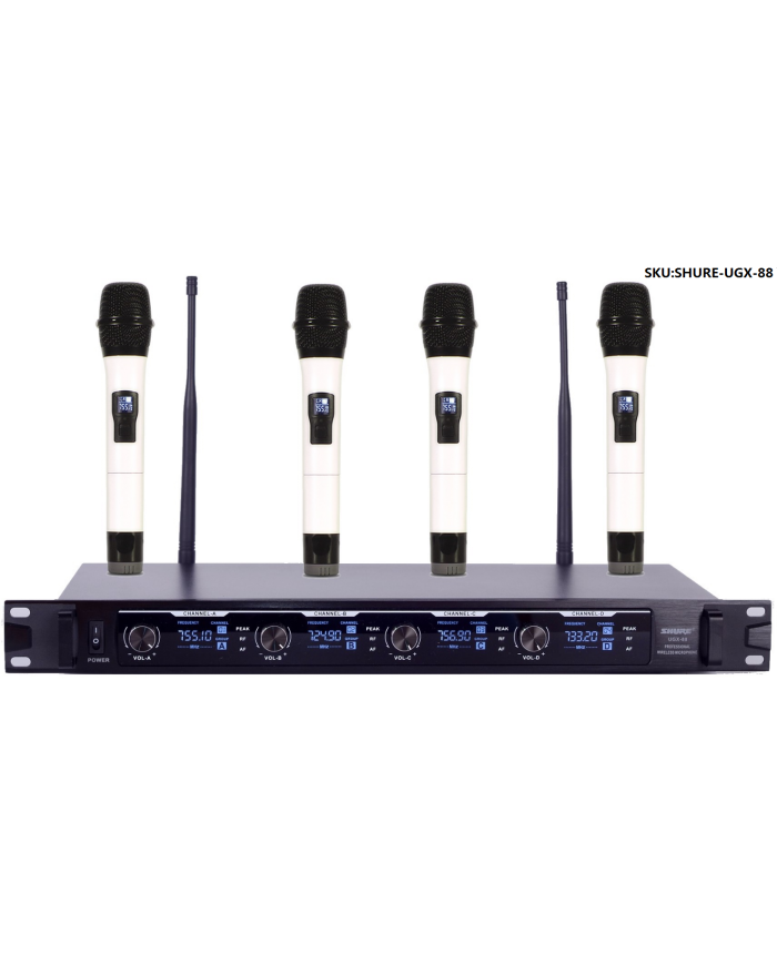 Wireless KARAOKE MICROPHONE 4-Channel 4-HANDHELD WIRELESS DJ&MIC SYSTEM