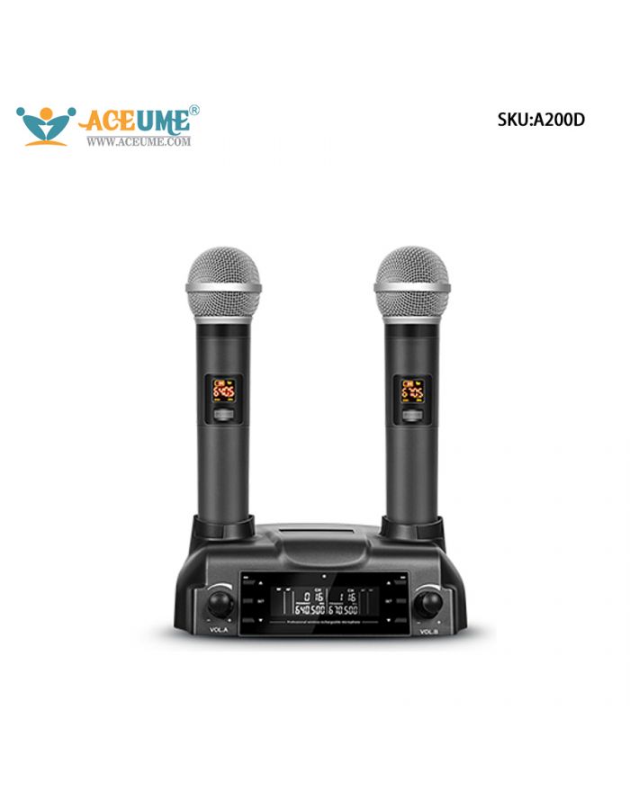 A200D Automatic Charging Wireless Microphone One To Two Home Singing Karaoke Home Karaoke, KTV Handheld FM  U-band Anti Whistling Outdoor Stage Professional Conference Performance Live  Broadcast Dynamic Circle