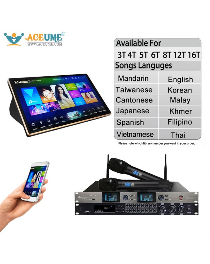 DSKF18M Series UNIVERSAL 3TB 4TB 5TB 6TB 8TB 12TB 16TB 19" MIC Karaoke Player Machine Online Movie Dual System Coexistence Real Time Score The Newest Stytle 19" Touch Screen MX168 wireless microphone FX18 Digital Font-end Effects Device