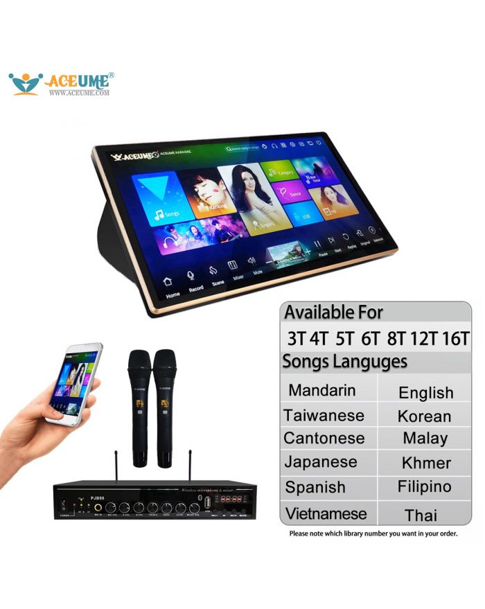 DSKM Series UNIVERSAL 3TB 4TB 5TB 6TB 8TB 12TB 16T HDD  Chinese English Songs 19" Desktop  Touch screen karaoke player Microphone Port EHCO Mixing Free Microphone Include