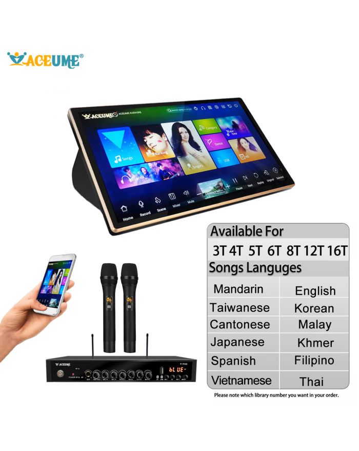 DSKM Series UNIVERSAL 3TB 4TB 5TB 6TB 8TB 12TB 16T HDD  Chinese English Songs 19" Desktop  Touch screen karaoke player Microphone Port EHCO Mixing Free Microphone Include