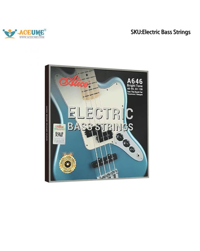 Alice A646 Electric Bass String Set Of 4, Complete Set Of Bass Guitar Strings, Rust Proof Electric Bass Strings