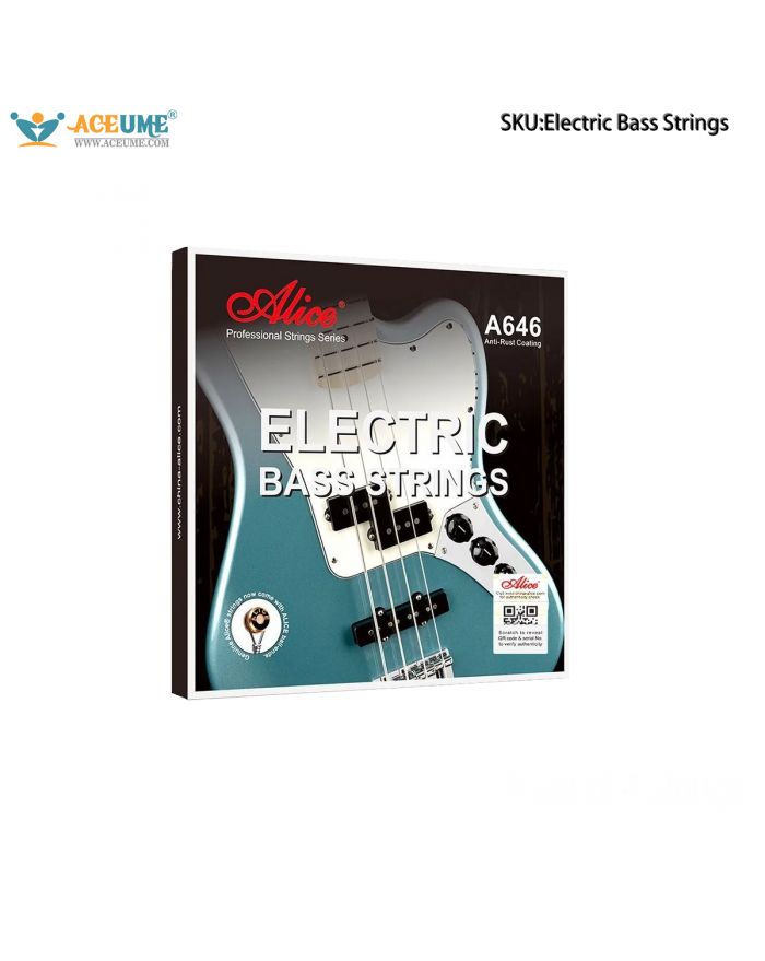Alice A646 Electric Bass String Set Of 4, Complete Set Of Bass Guitar Strings, Rust Proof Electric Bass Strings