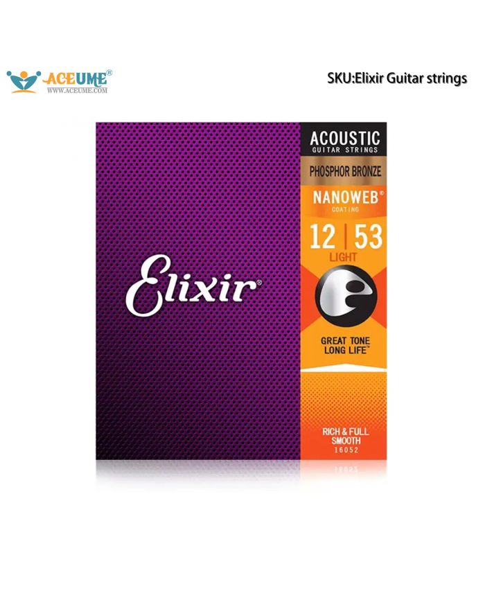 Elixir Guitar strings Phosphor Bronze Strings for Acoustic Electric Guitars, Single String  Full Set, Rust Resistant
