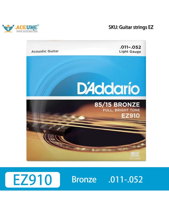 Full Set of D'Addario Acoustic Guitar Strings Model EZ910 EZ920