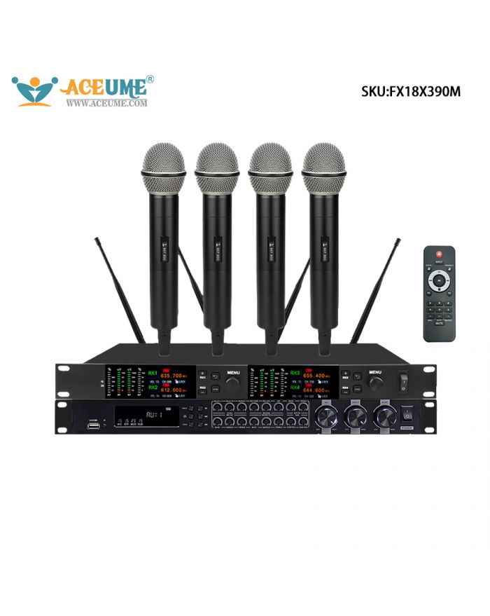 X390M One To Four  Professional Microphone FX18 Multifunctional Preamplifier, Home Karaoke Set, Digital Reverb KTV Microphone, Karaoke Anti Whistling Sound
