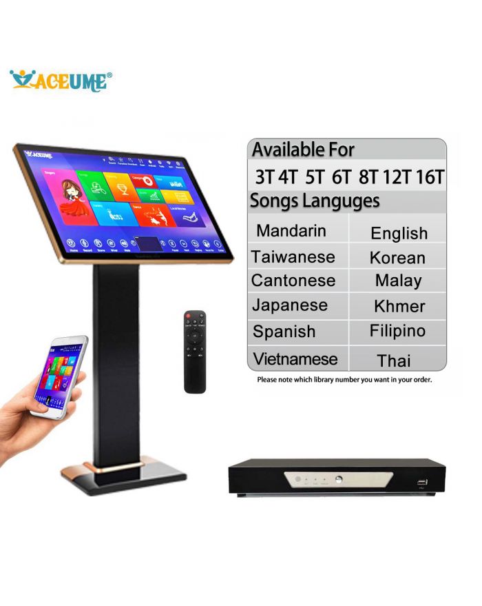 TSRV Series UNIVERSAL 19"Touch Screen Karaoke Player  Mandarin Taiwanese Cantonese English Burmese/Myanmar Japanese Vietnamese Korean Khmer Thai Filipino Spanish Malay Songs
