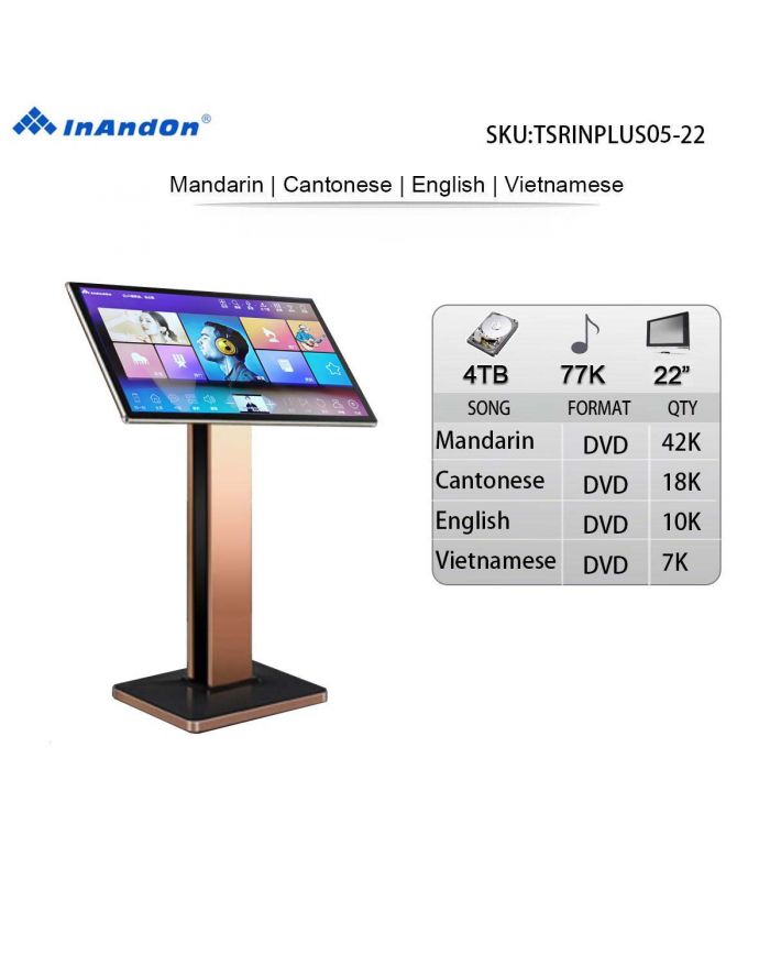 TSRINPLUS05-4TB 77K 22" MIC INANDON Karaoke Player Intelligent Voice Keying Machine Online Movie Dual System Coexistence Real Time Score The Newest Stytle  22" Touch Screen