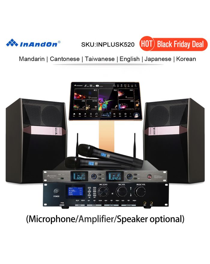 INPLUSK520-AU 22" MIC 4T 90K INANDON Karaoke Player Intelligent Voice Keying Machine Online Movie Dual System Coexistence Real Time Score The Newest Stytle 22" Touch Screen