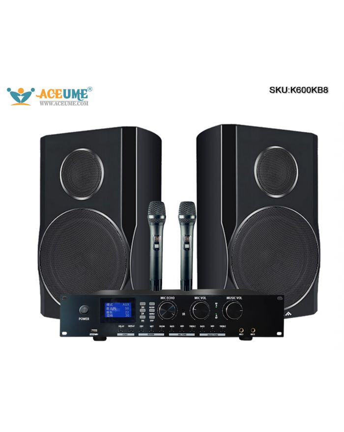 K600 Professional Mixing Mixer Amplifier Bluetooth Optical  Treble Bass Echo DSP  Mic Inputs KB8 InAndOn Home KTV Upgraded With Five In One Wooden Paint Speaker Karaoke