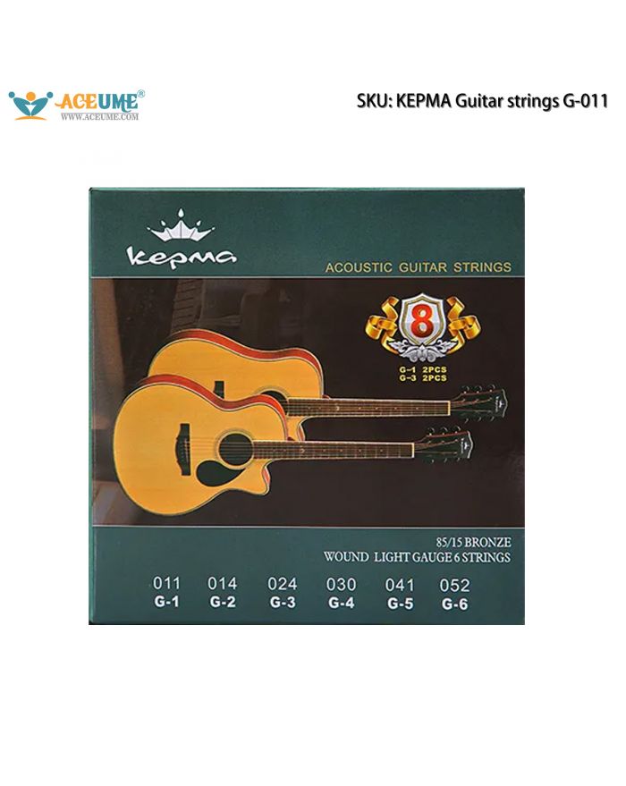 Kepma G-011 Acoustic Guitar Strings Set, Original Phosphor Bronze 6 Strings Pack