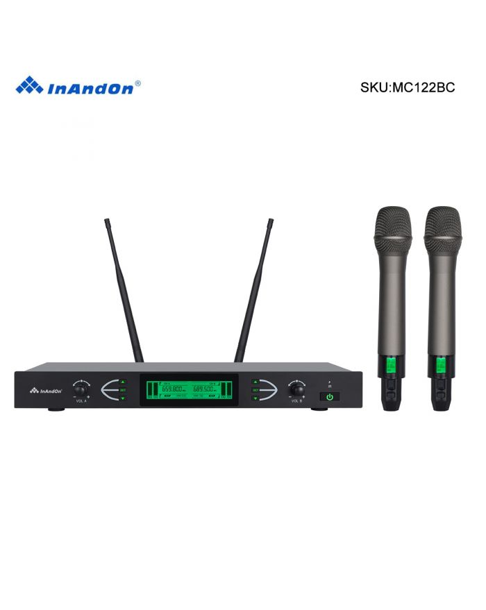 Professional UHF Dual Channel Wireless Microphone Suitable For Stage Performance Outdoor Event And Home KTV