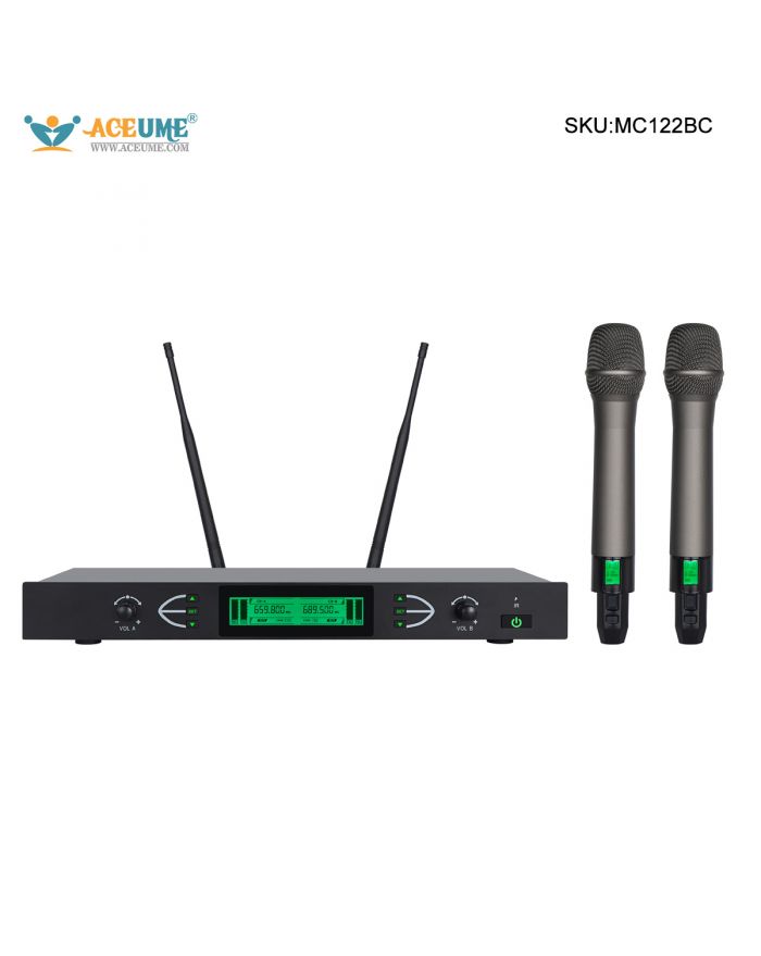 Professional UHF Dual Channel Wireless Microphone Suitable For Stage Performance Outdoor Event And Home KTV