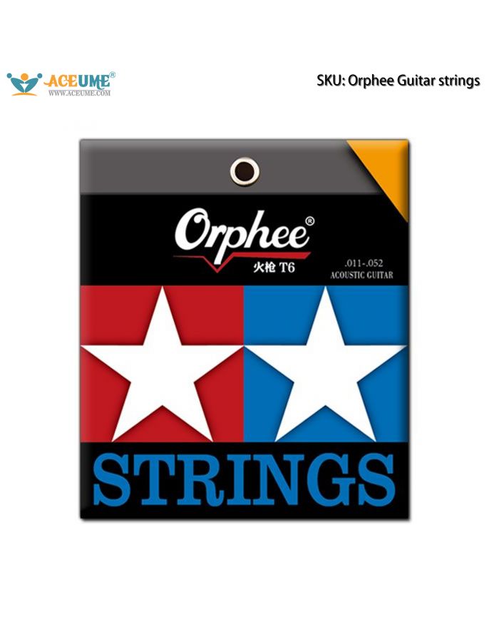 Orphee Fire Series Coated Rustproof Acoustic Electric Guitar Strings 6-Pack Full Set Guitar Accessories