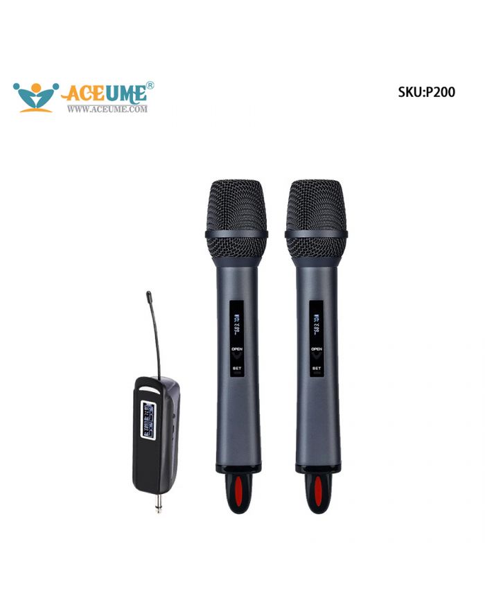 Wireless Microphone, UHF Dual Cordless Dynamic Mic System,Handheld Karaoke Microphone with Rechargeable Receiver(Auto Connect,160 ft Range) for Singing, Church, Speech, Wedding, Party