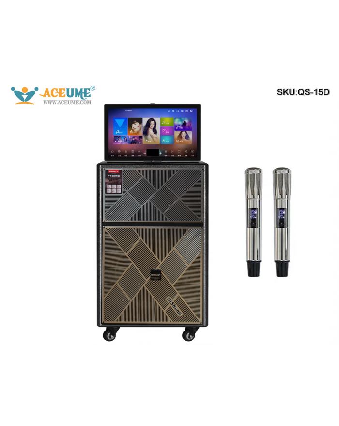 QS-15D Outdoor Speaker Karaoke With Display Screen, High-power Square Dance, Professional Performance, Mobile Subwoofer KTV