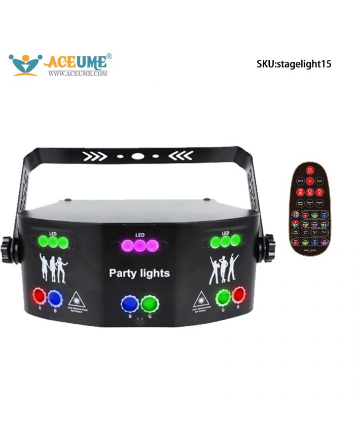 15 Eye stage Lighting, Voice Controlled Rotating KTV, Bar Jumping, Laser Spotlight, Laser Rainbow Color Changing Atmosphere Flashing Lights