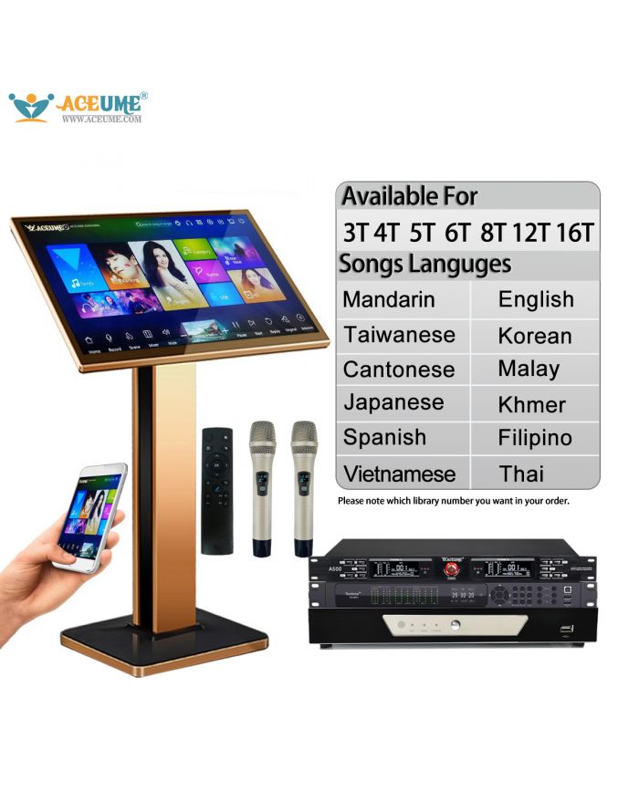 TSRVZA Series UNIVERSAL 3TB 4TB 5TB 6TB 8TB 12TB 16TB 22" MIC Karaoke Player Machine Online Movie Dual System Coexistence Real Time Score The Newest Stytle 22" Touch Screen A500 wireless microphone ZC360+ Front End Karaoke Effect