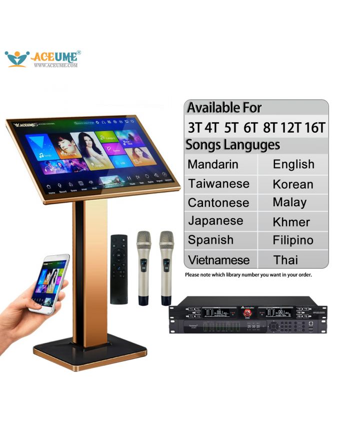 TSRVZA Series UNIVERSAL 3TB 4TB 5TB 6TB 8TB 12TB 16TB 22" MIC Karaoke Player Machine Online Movie Dual System Coexistence Real Time Score The Newest Stytle 22" Touch Screen A500 wireless microphone ZC360+ Front End Karaoke Effect