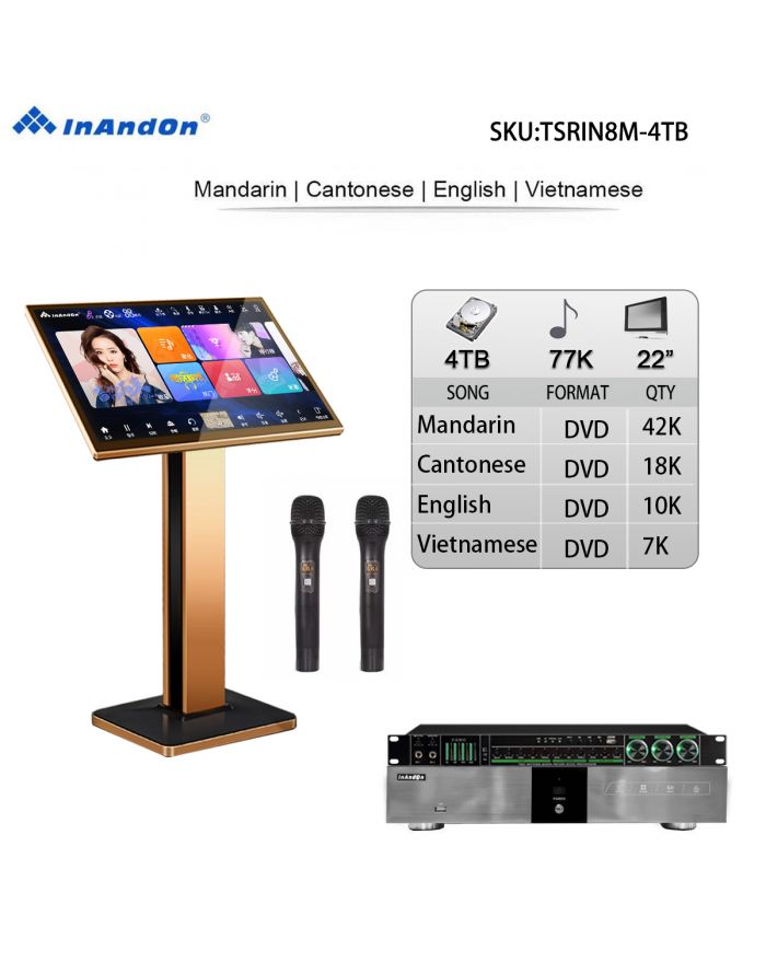 TSRIN8M05-4TB 77K 22" MIC Karaoke Player Intelligent Voice Keying Machine Online Movie Dual System Coexistence Real Time Score The Newest Stytle  22" Touch Screen