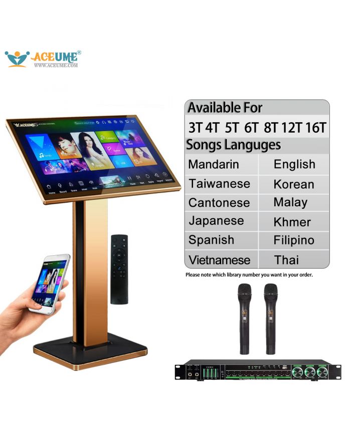 TSRPLUS8M Series 3TB 4TB 5TB 6TB 8TB 12TB 16TB 22" MIC Karaoke Player Machine Online Movie Dual System Coexistence Real Time Score The Newest Stytle 22" Touch Screen Professional FX8M Front Professional Anti Howling Front Effector With Bluetooth