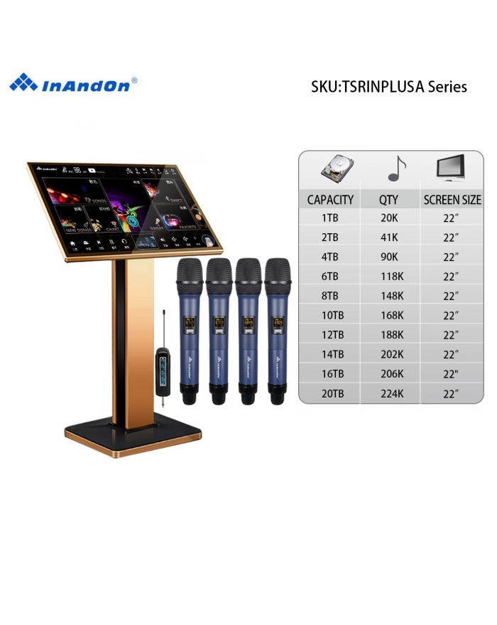 TSRINPLUSA Series Universal  22" MIC INANDON Karaoke Player Intelligent Voice Keying Machine Online Movie Dual System Coexistence Real Time Score The Newest Stytle  22" Touch Screen