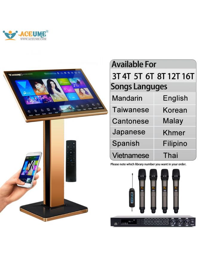 TSRPLUSA Series UNIVERSAL 3TB 4TB 5TB 6TB 8TB 12TB 16TB 22" MIC Karaoke Player Machine Online Movie Dual System Coexistence Real Time Score The Newest Stytle 22" Touch Screen A400 Wireless Microphone FX18 Digital Font-end Effects Device