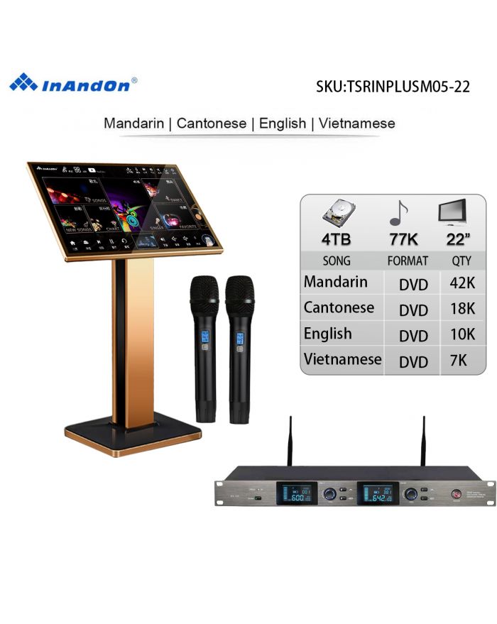 TSRINPLUSM05-4TB 77K 22" MIC INANDON Karaoke Player Intelligent Voice Keying Machine Online Movie Dual System Coexistence Real Time Score The Newest Stytle  22" Touch Screen