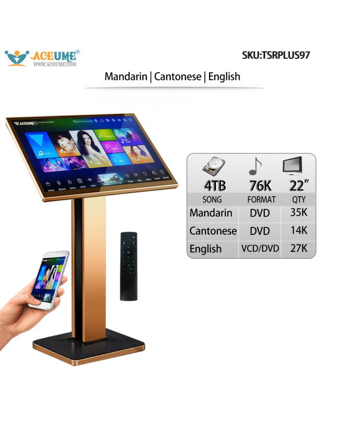 TSRPLUS97-4TB HDD 76K Chinese Mandarin Cantonese English Touch Screen Karaoke Player 22"TSRPLUS Free Cloud Download