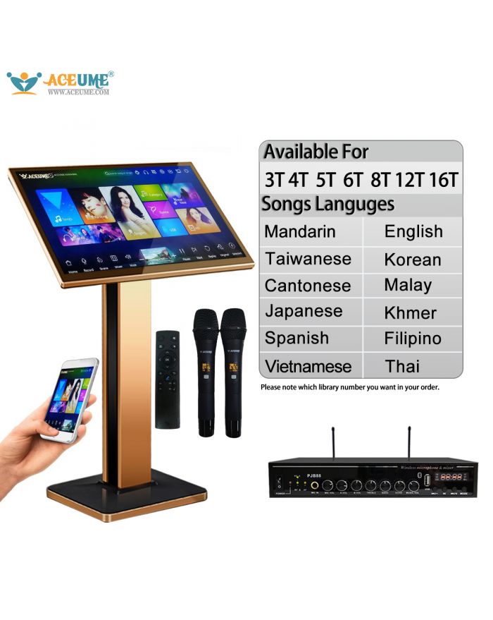 TSRPLUSM Series UNIVERSAL 22"Touch Screen Karaoke Player MIC Mandarin Taiwanese Cantonese English Burmese/Myanmar Japanese Vietnamese Korean Khmer Thai Filipino Spanish Malay Songs