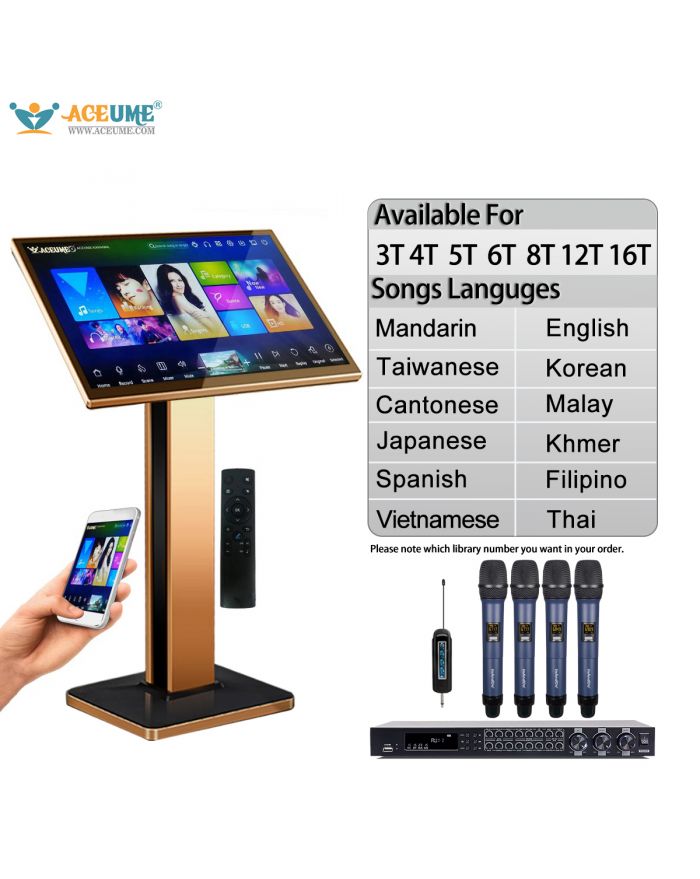 TSRPLUSA Series UNIVERSAL 3TB 4TB 5TB 6TB 8TB 12TB 16TB 22" MIC Karaoke Player Machine Online Movie Dual System Coexistence Real Time Score The Newest Stytle 22" Touch Screen A400 Wireless Microphone FX18 Digital Font-end Effects Device