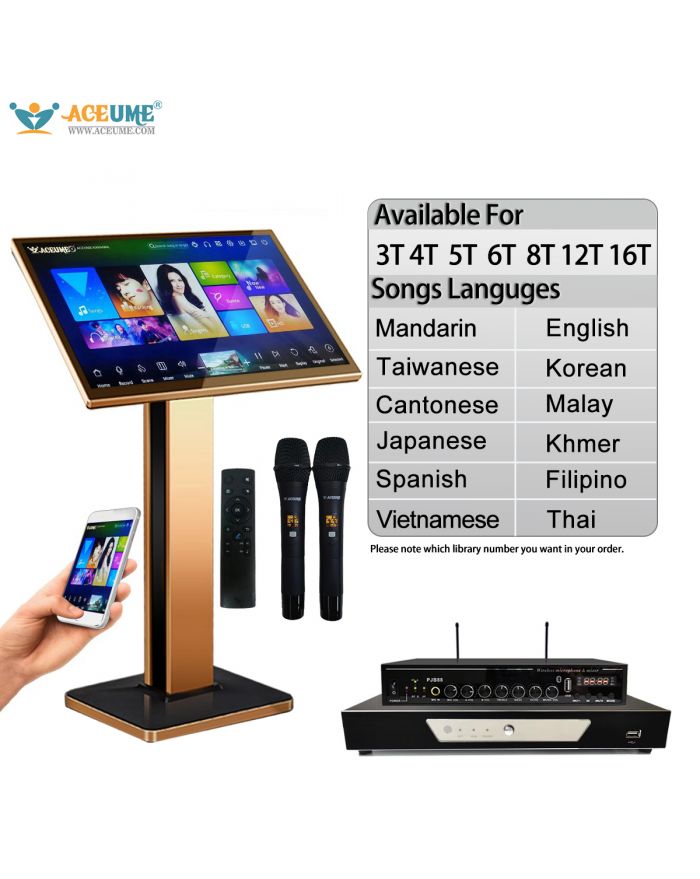 TSRVM Series UNIVERSAL 22"Touch Screen Karaoke Player MIC Mandarin Taiwanese Cantonese English Burmese/Myanmar Japanese Vietnamese Korean Khmer Thai Filipino Spanish Malay Songs