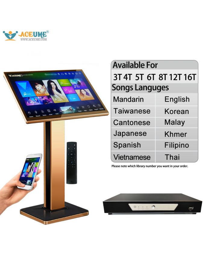 TSRV Series UNIVERSAL 22"Touch Screen Karaoke Player  Mandarin Taiwanese Cantonese English Burmese/Myanmar Japanese Vietnamese Korean Khmer Thai Filipino Spanish Malay Songs