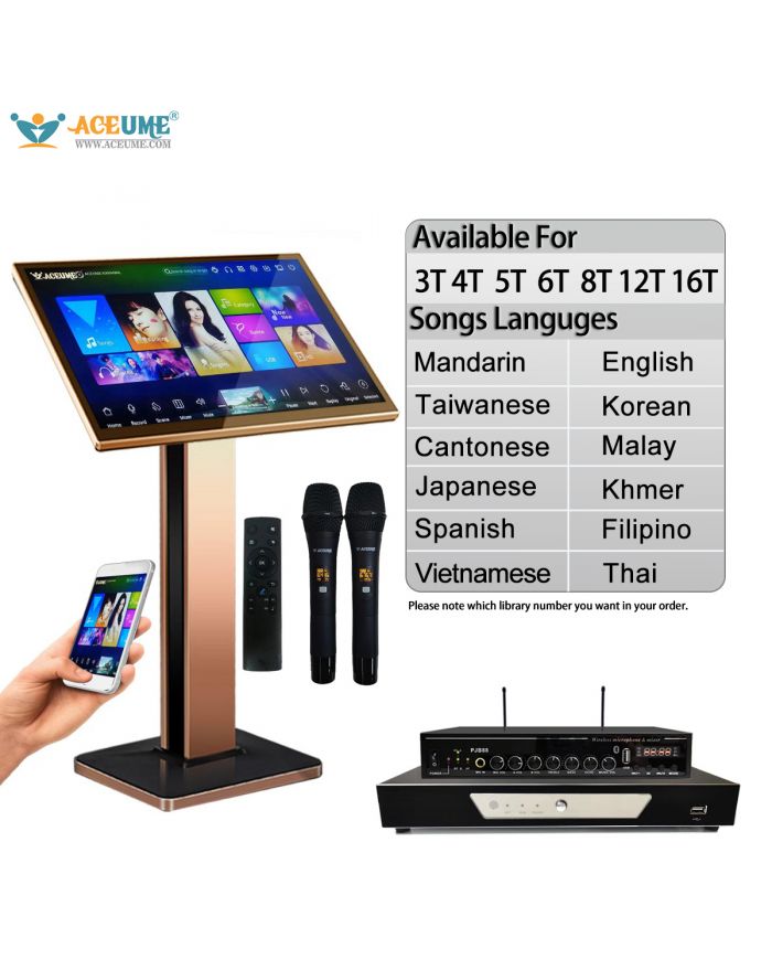 TSRVM Series UNIVERSAL 22"Touch Screen Karaoke Player MIC Mandarin Taiwanese Cantonese English Burmese/Myanmar Japanese Vietnamese Korean Khmer Thai Filipino Spanish Malay Songs