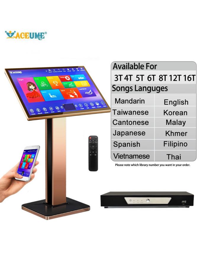 TSRV Series UNIVERSAL 22"Touch Screen Karaoke Player  Mandarin Taiwanese Cantonese English Burmese/Myanmar Japanese Vietnamese Korean Khmer Thai Filipino Spanish Malay Songs
