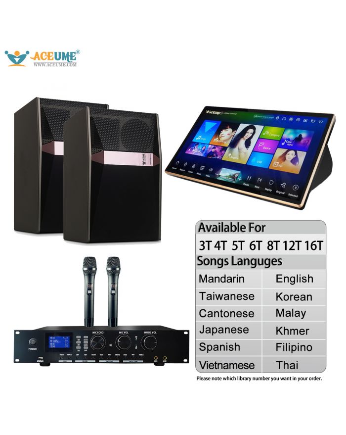 V6SK520 Series UNIVERSAL 19"Touch Screen Karaoke Player MIC Mandarin Taiwanese Cantonese English Burmese/Myanmar Japanese Vietnamese Korean Khmer Thai Filipino Spanish Malay Songs