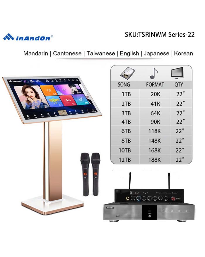 TSRINWM Series UNIVERSAL 1TB 2TB 3TB 4TB 6TB 8TB 10TB 12TB  22" MIC INANDON Karaoke Player  Machine Online Movie Dual System Coexistence Real Time Score The Newest Stytle 22" Touch Screen