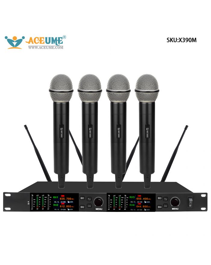X390M One To Four Wireless Microphone UHF Hosting Stage KTV Performance Meetings
