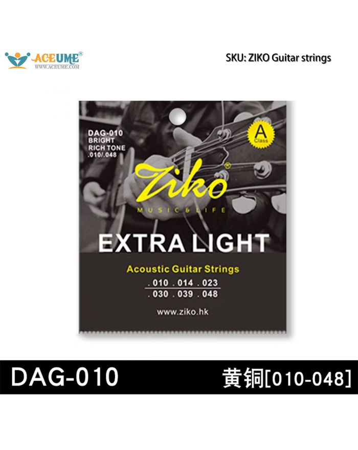 Guitar Strings Full Set 6 Strings ZIKO Acoustic Guitar Strings Boxed Folk Guitar Strings for Acoustic Guitar